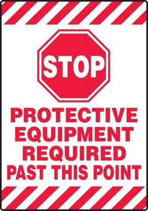 Picture of 34783 - FLOOR SIGN: STOP - PROTECTIVE EQUIPMENT REQUIRED PAST THIS POINT